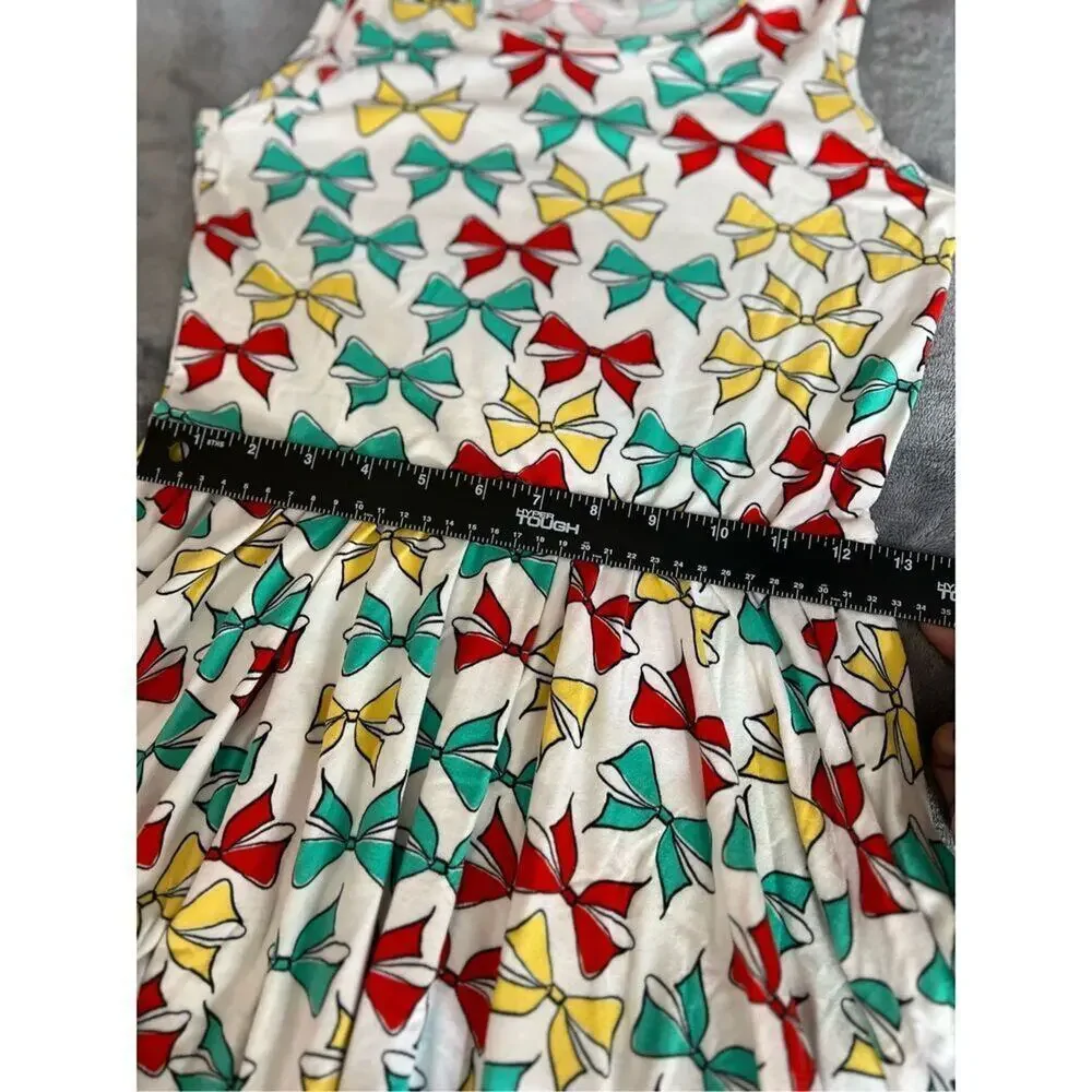 Dot Dot Smile Dress Girls Size 14 Bows Print Sleeveless Tank Twirl Dress NWOT